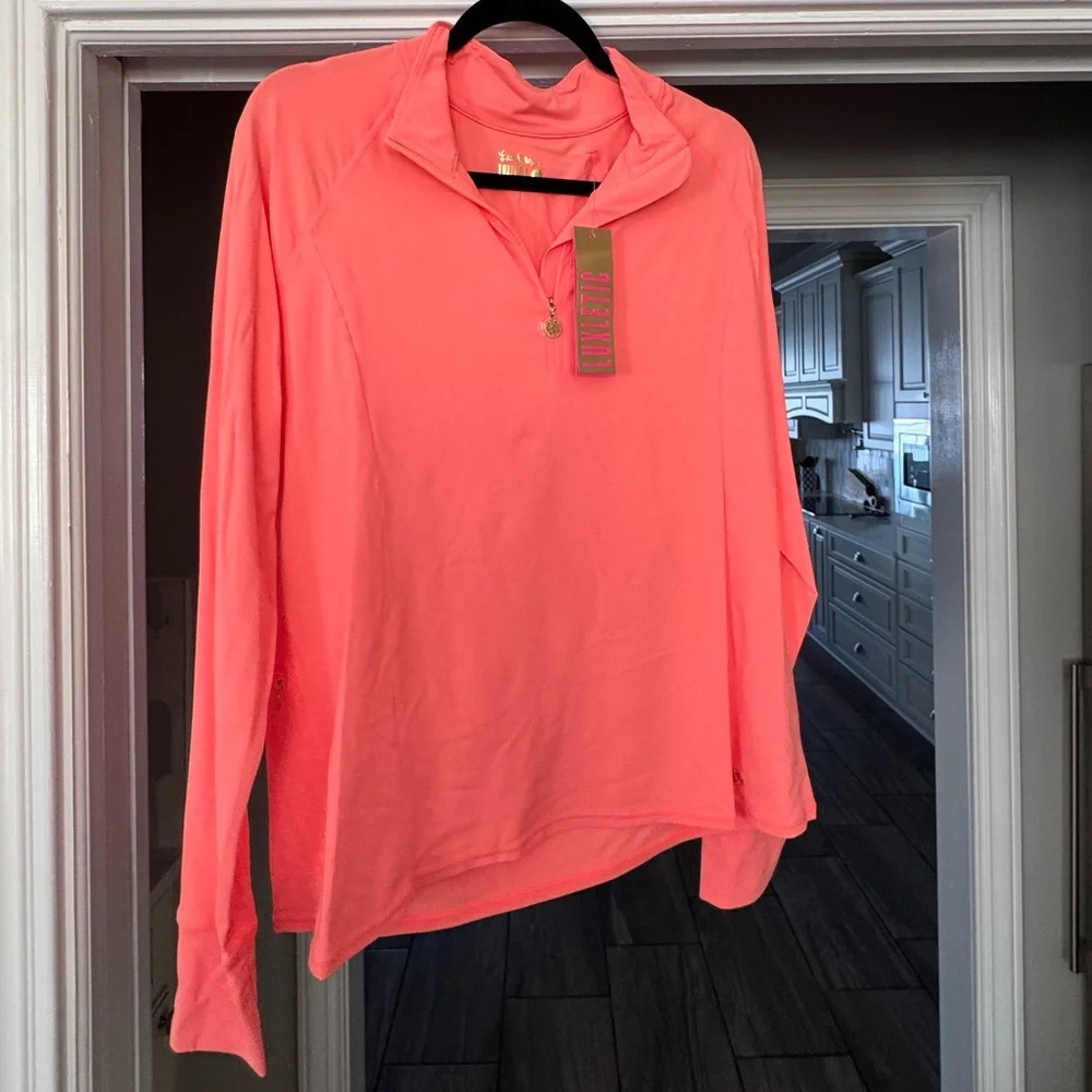 Lilly pulitzer marion half zip upf 50+ tangelo sz xl - Picture 1 of 2